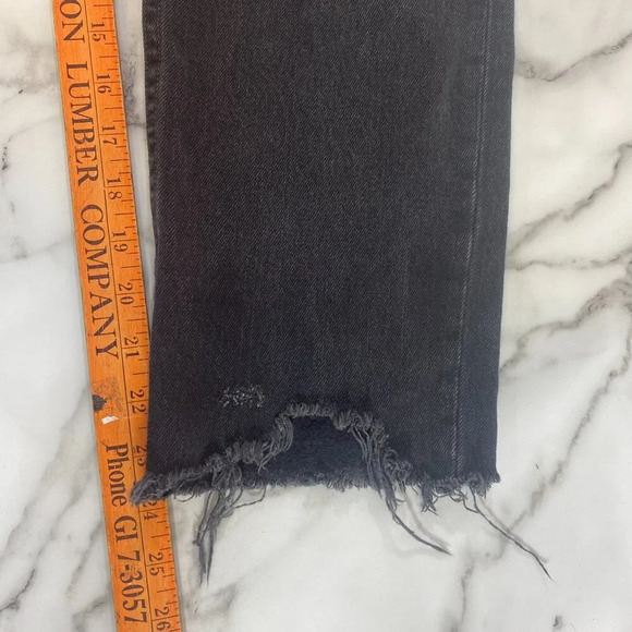 We The Free Mid Rise Straight Jeans Women Size 26 Black Frayed Raw Hem Dark Wash - Picture 9 of 11